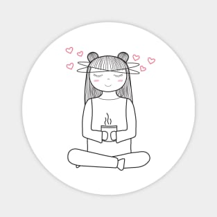 Namaste! Yoga and Coffee Lover - Minimalistic Line Art Magnet